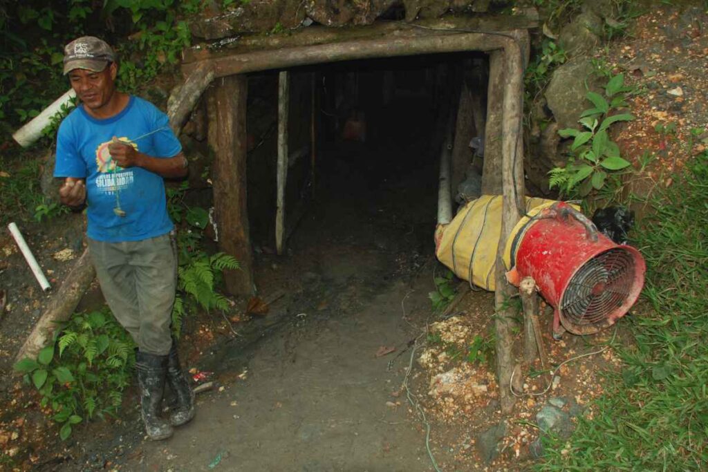 Barahona. Larimar mining in the Dominican Republic. Entrance to a mine.