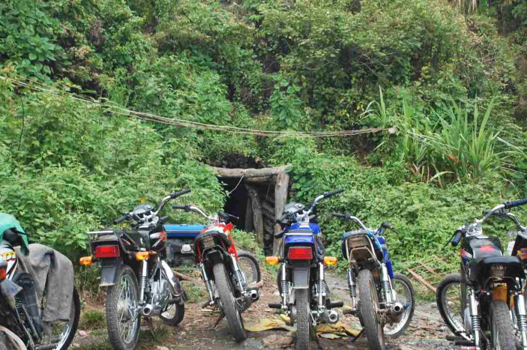 The miners' motorcycles. Larimar mines in Bahoruco. Barahona. Dominican Republic